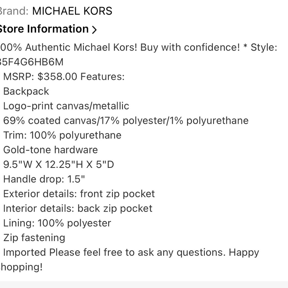 Michael Kors Burgundy MK Logo Backpack with Cream Trim - Picture 7 of 7
